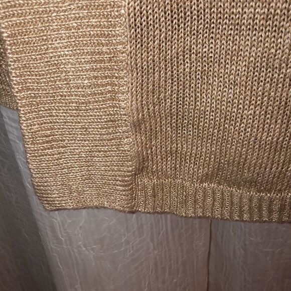 Talbots SP Linen Light Brown Knit Open Front Cardigan Sweater - Picture 7 of 12